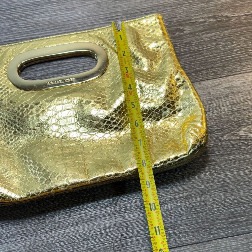 Michael Kors Metallic Gold Snakeskin Clutch handbag